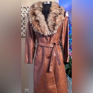 Vintage (early 1970s) mid length faux leather coat